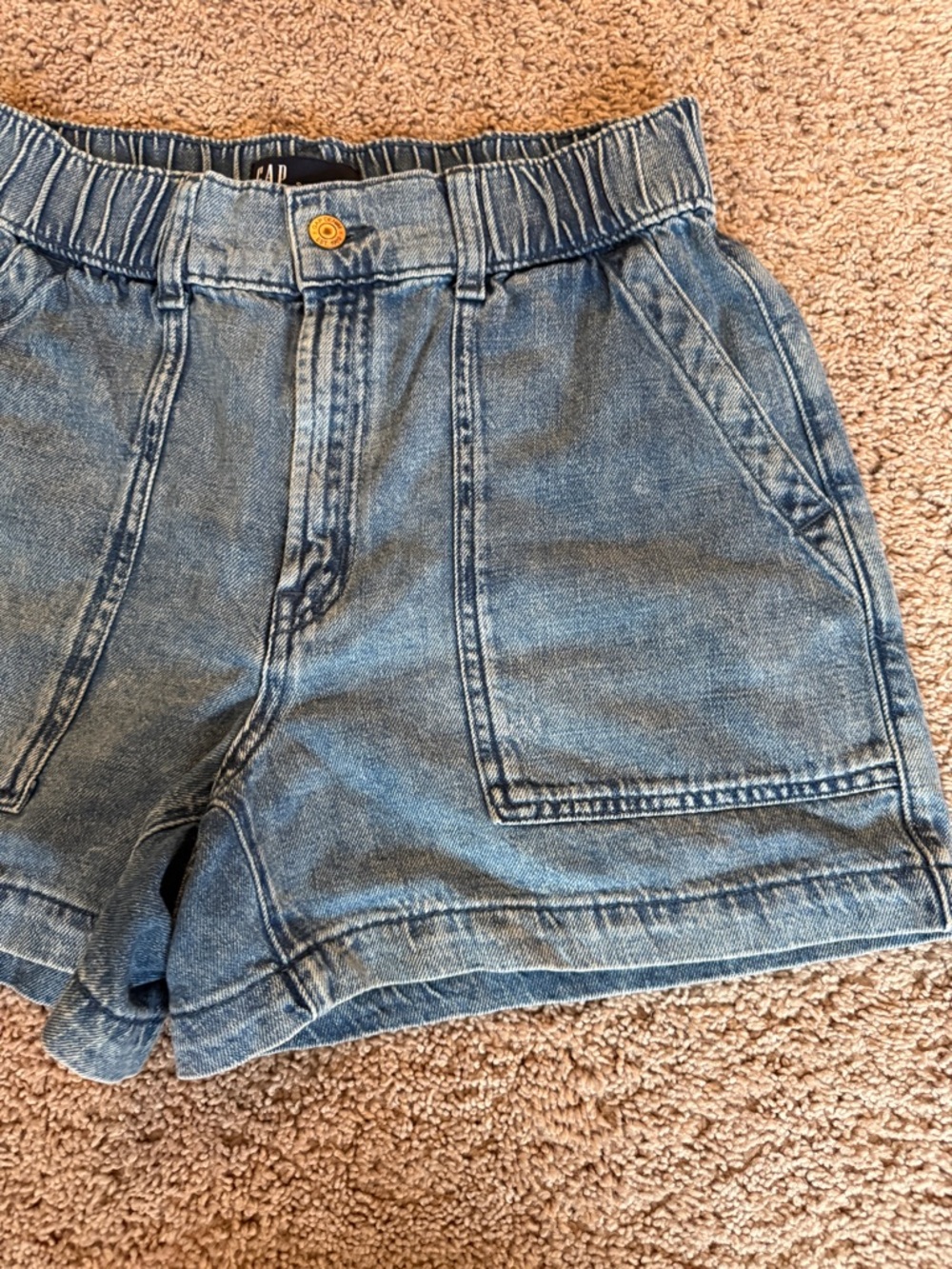 GAP Light Blue Elastic-Waist soft Denim Shorts - Picture 3 of 9